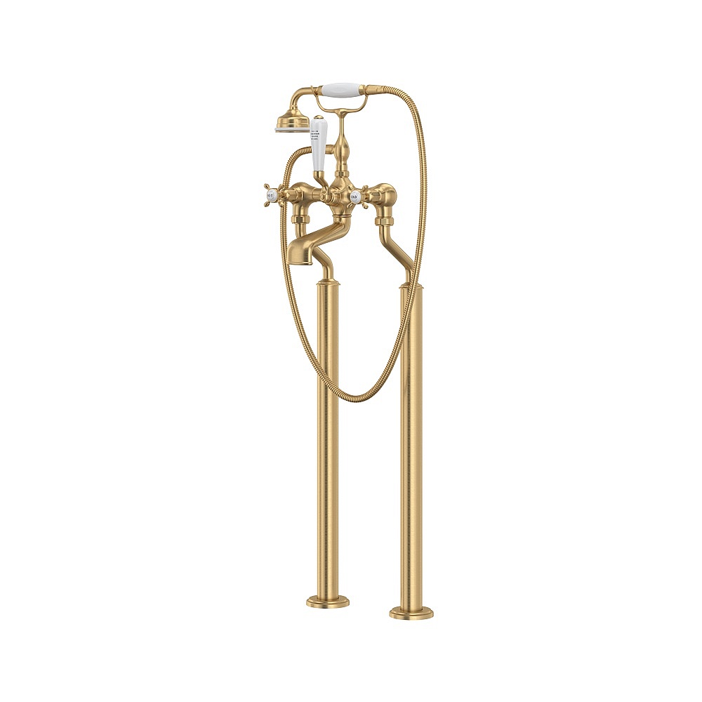 Perrin & Rowe U.3521X/1-SEG Traditional Floor Mount Tub Filler - Satin English Gold