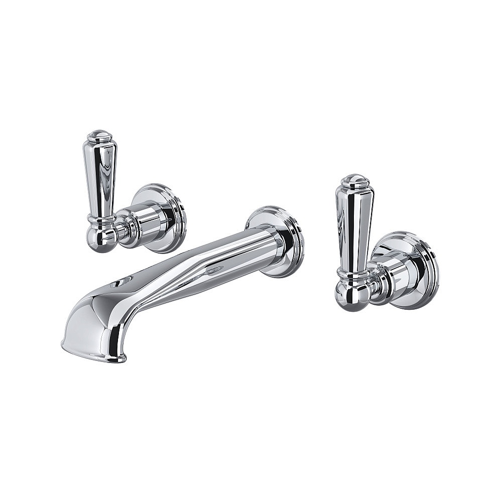 Perrin & Rowe U.3560L-APC/TO-2 Edwardian™ Wall Mount Lavatory Faucet Trim With U-Spout - Polished Chrome