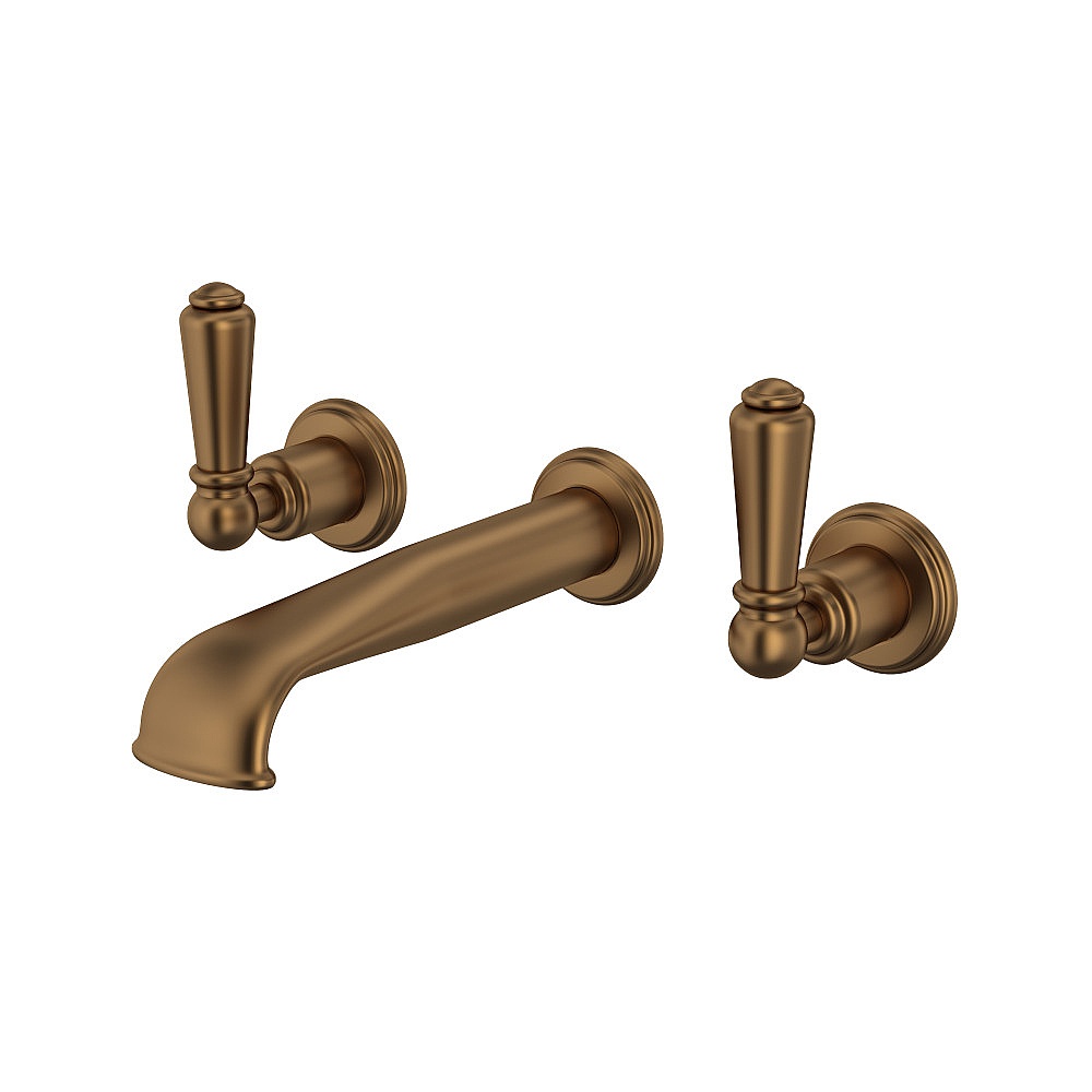 Perrin & Rowe U.3560L-EB/TO-2 Edwardian™ Wall Mount Lavatory Faucet Trim With U-Spout - English Bronze