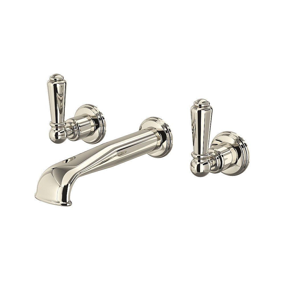 Perrin & Rowe U.3560L-PN/TO-2 Edwardian™ Wall Mount Lavatory Faucet Trim With U-Spout - Polished Nickel