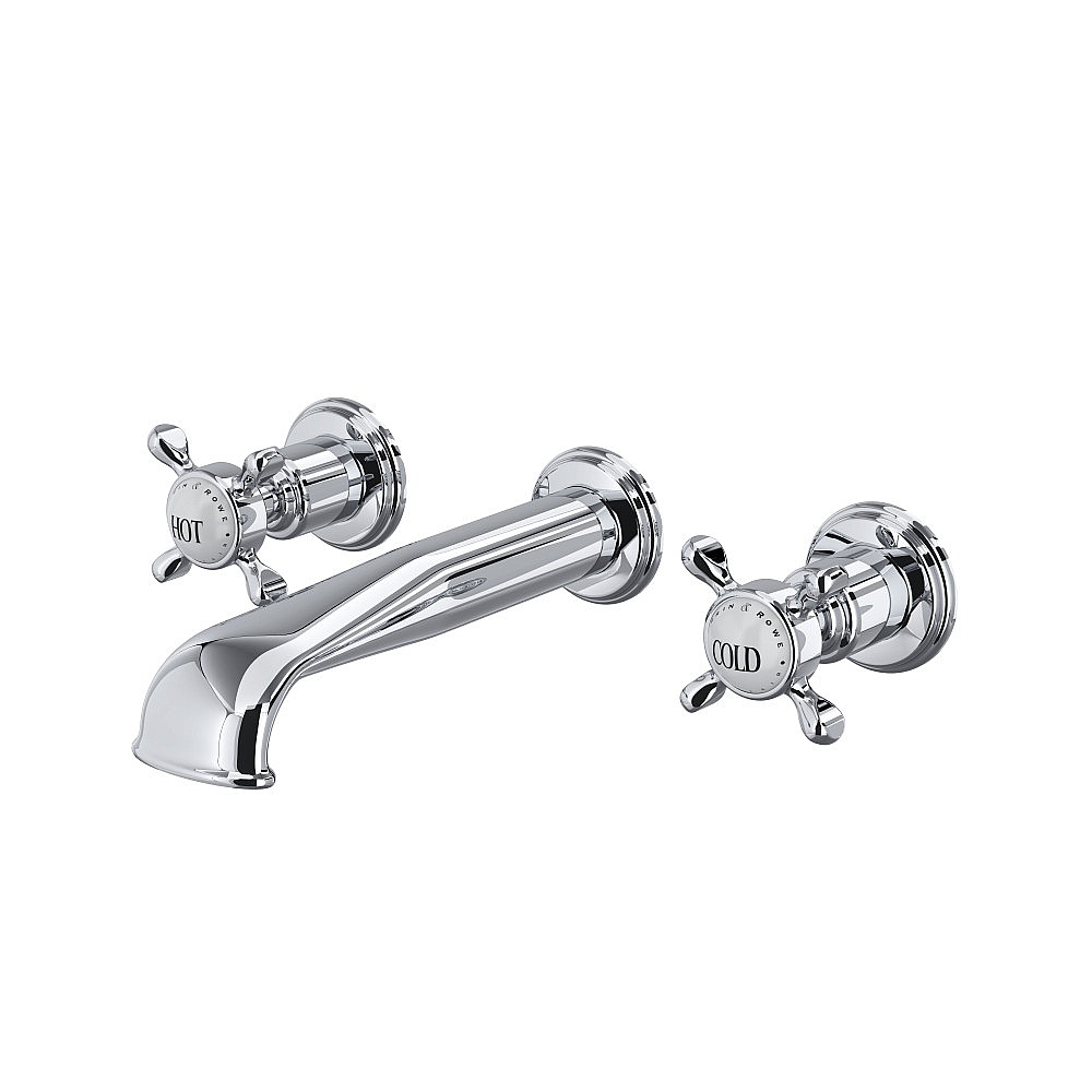 Perrin & Rowe U.3561X-APC/TO-2 Edwardian™ Wall Mount Lavatory Faucet Trim With U-Spout - Polished Chrome