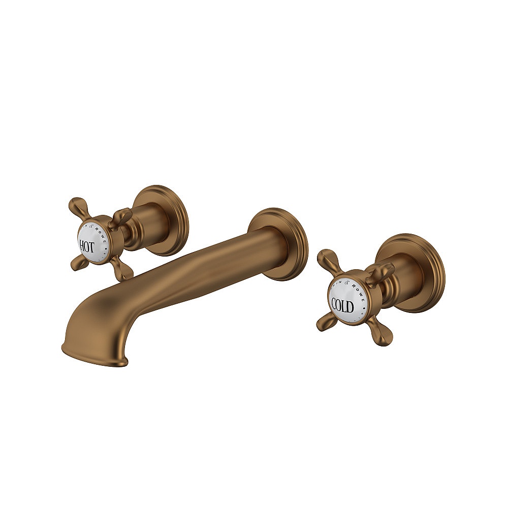 Perrin & Rowe U.3561X-EB/TO-2 Edwardian™ Wall Mount Lavatory Faucet Trim With U-Spout - English Bronze
