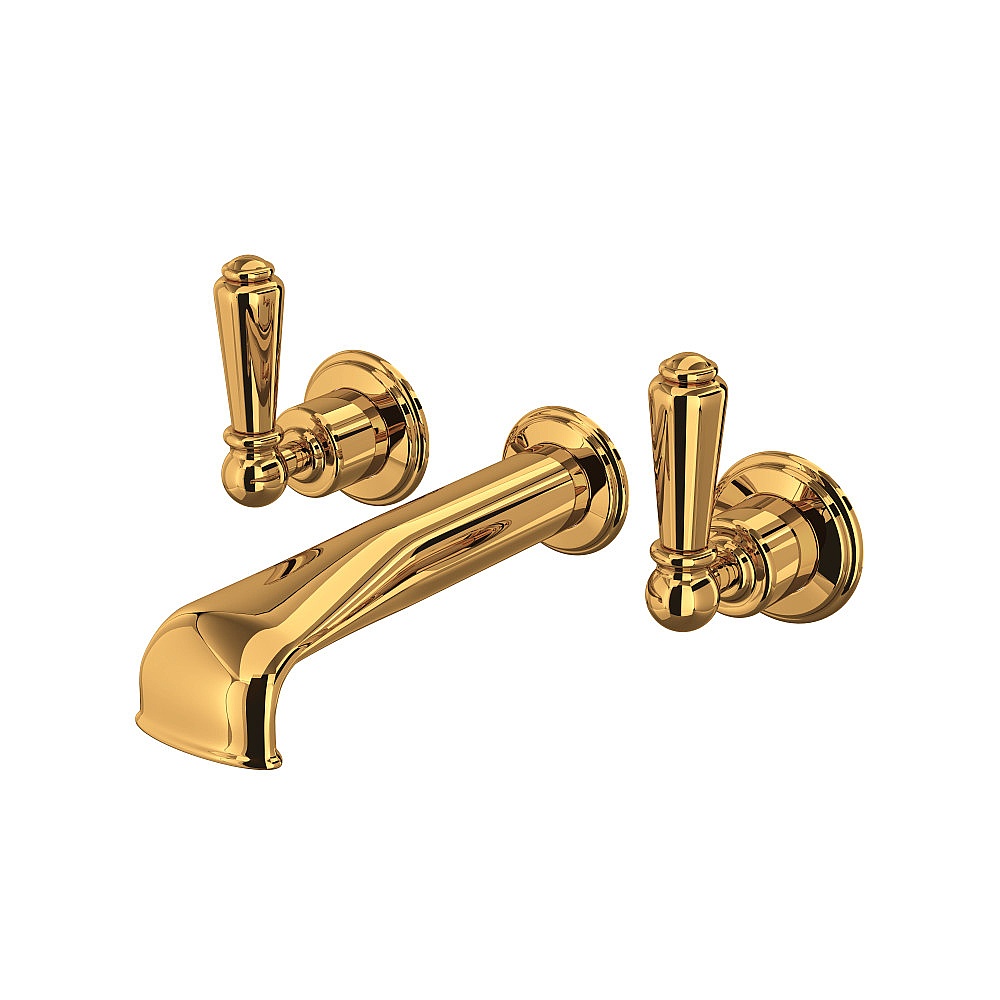 Perrin & Rowe U.3580L-EG/TO Edwardian™ Wall Mount Tub Filler Trim With U-Spout - English Gold