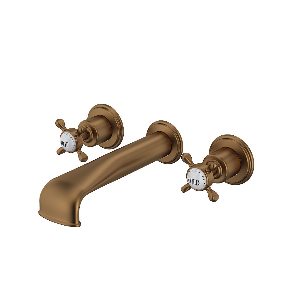 Perrin & Rowe U.3581X-EB/TO Edwardian™ Wall Mount Tub Filler Trim With U-Spout - English Bronze