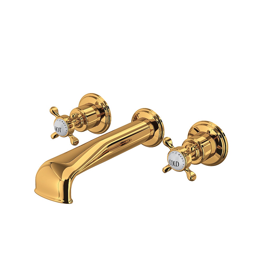 Perrin & Rowe U.3581X-EG/TO Edwardian™ Wall Mount Tub Filler Trim With U-Spout - English Gold