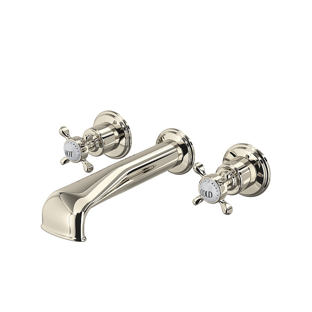 Perrin & Rowe U.3581X-PN/TO Edwardian™ Wall Mount Tub Filler Trim With U-Spout - Polished Nickel