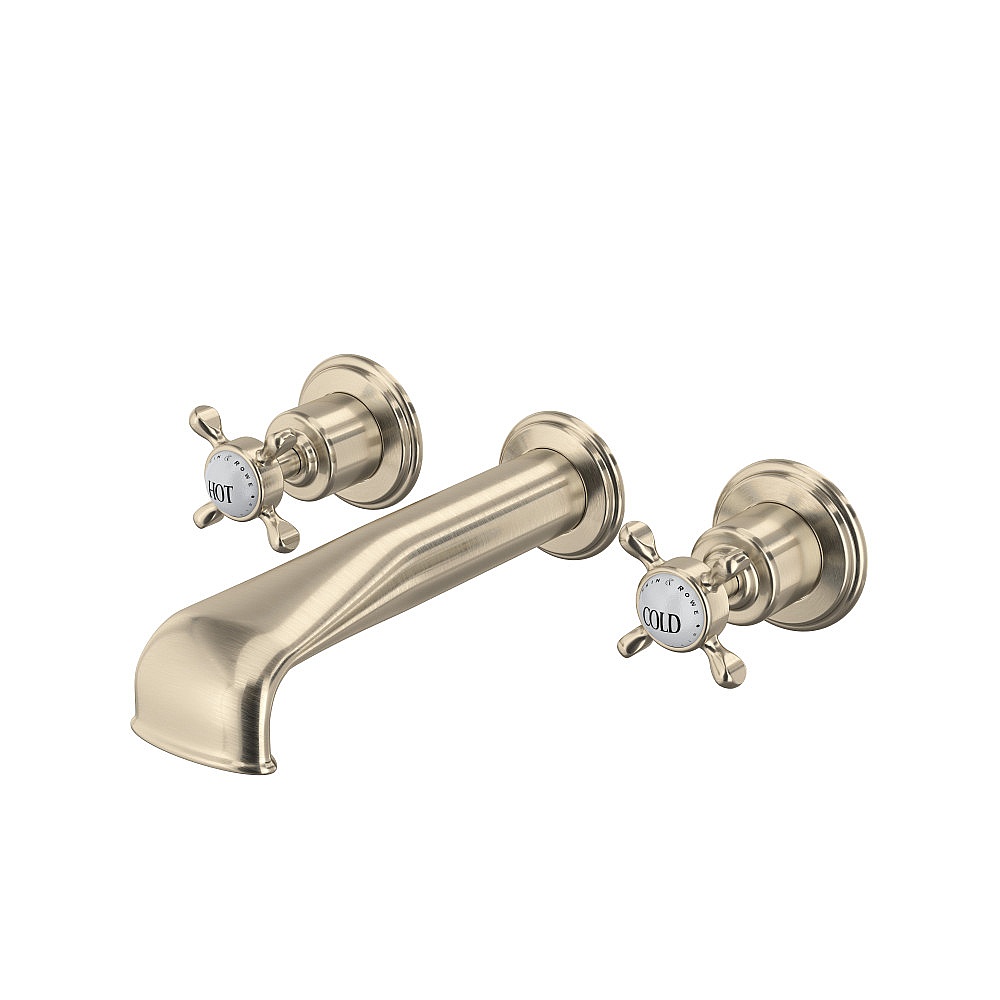 Perrin & Rowe U.3581X-STN/TO Edwardian™ Wall Mount Tub Filler Trim With U-Spout - Satin Nickel