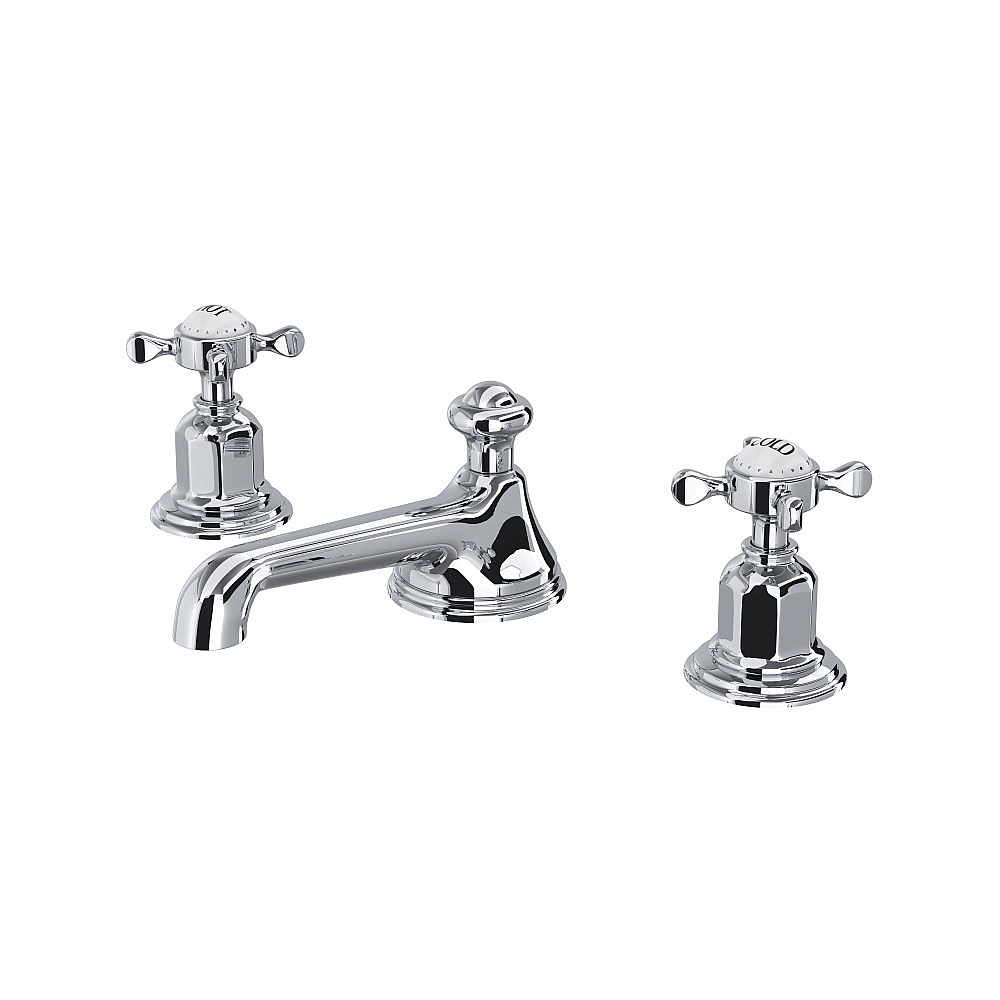 Perrin & Rowe U.3706X-APC-2 Edwardian™ Widespread Lavatory Faucet With Low Spout - Polished Chrome