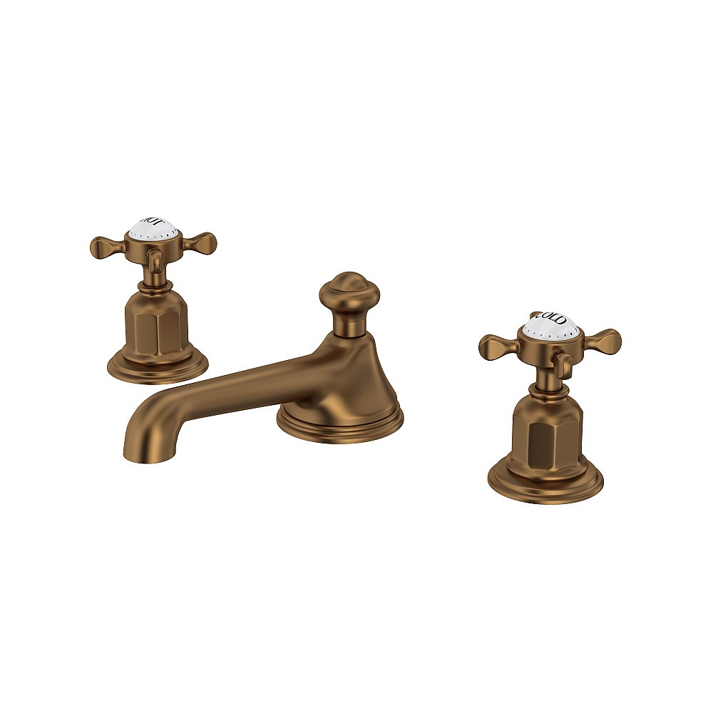 Perrin & Rowe U.3706X-EB-2 Edwardian™ Widespread Lavatory Faucet With Low Spout - English Bronze