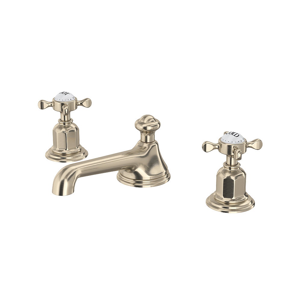 Perrin & Rowe U.3706X-STN-2 Edwardian™ Widespread Lavatory Faucet With Low Spout - Satin Nickel