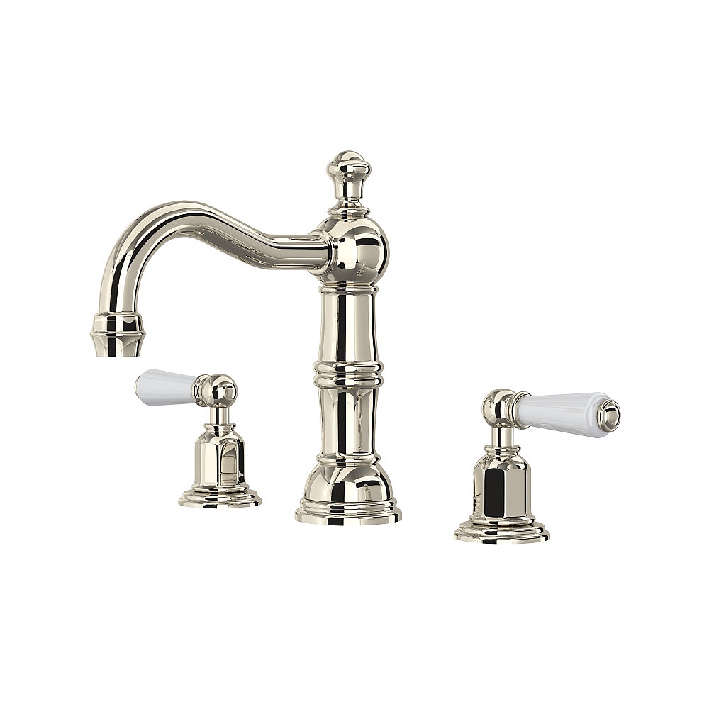 Perrin & Rowe U.3720L-PN-2 Edwardian™ Widespread Lavatory Faucet With Column Spout - Polished Nickel