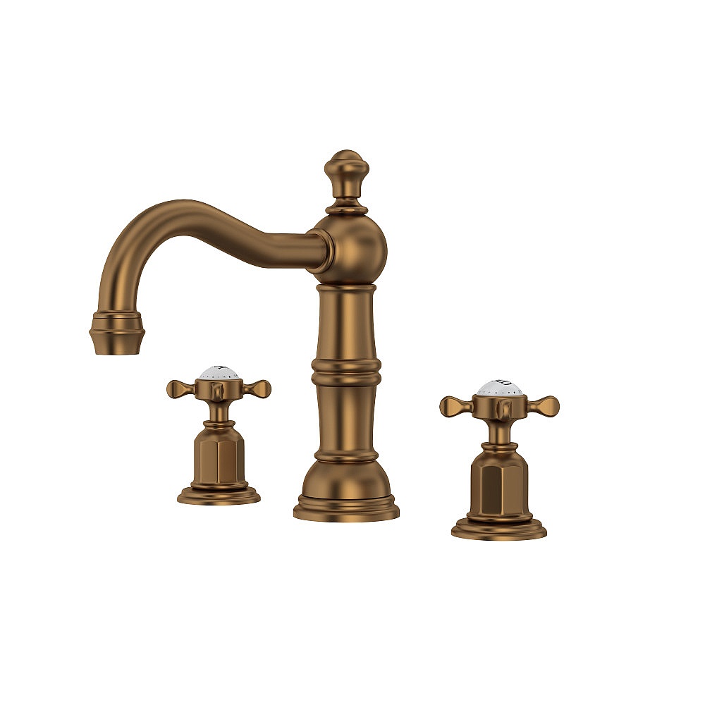 Perrin & Rowe U.3721X-EB-2 Edwardian™ Widespread Lavatory Faucet With Column Spout - English Bronze