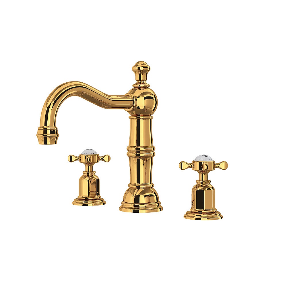 Perrin & Rowe U.3721X-EG-2 Edwardian™ Widespread Lavatory Faucet With Column Spout - English Gold