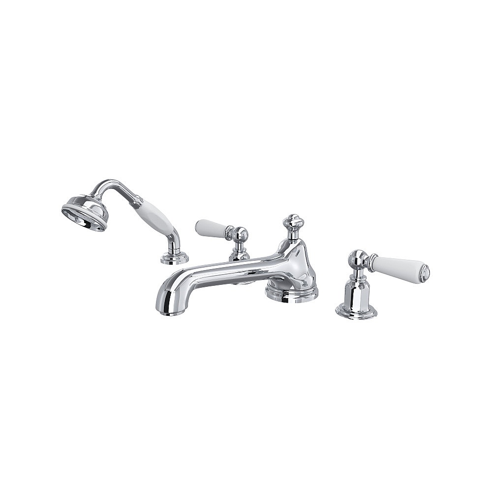 Perrin & Rowe U.3737L-APC Edwardian™ 4-Hole Deck Mount Tub Filler With Low Spout - Polished Chrome