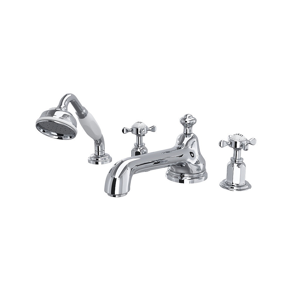 Perrin & Rowe U.3738X-APC Edwardian™ 4-Hole Deck Mount Tub Filler With Low Spout - Polished Chrome