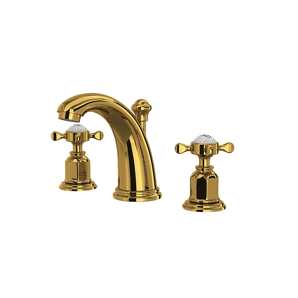 Perrin & Rowe U.3761X-ULB-2 Edwardian™ Widespread Lavatory Faucet - Unlacquered Brass