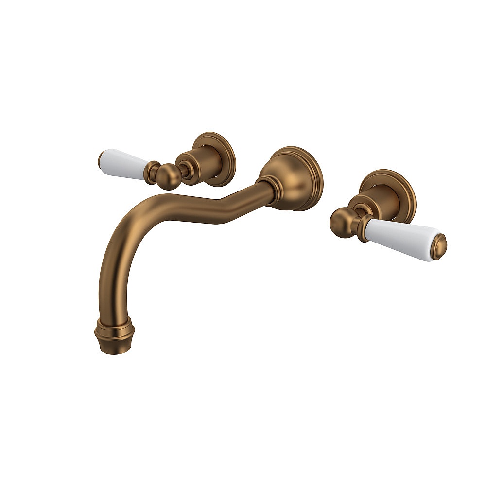 Perrin & Rowe U.3780L-EB/TO Edwardian™ Wall Mount Tub Filler Trim With Column Spout - English Bronze
