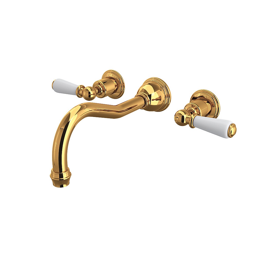 Perrin & Rowe U.3780L-EG/TO Edwardian™ Wall Mount Tub Filler Trim With Column Spout - English Gold