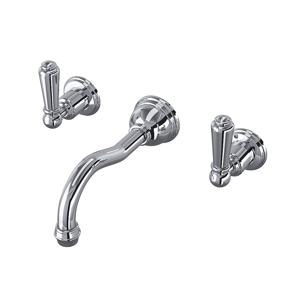 Perrin & Rowe U.3790L-APC/TO-2 Edwardian™ Wall Mount Lavatory Faucet Trim With Column Spout - Polished Chrome