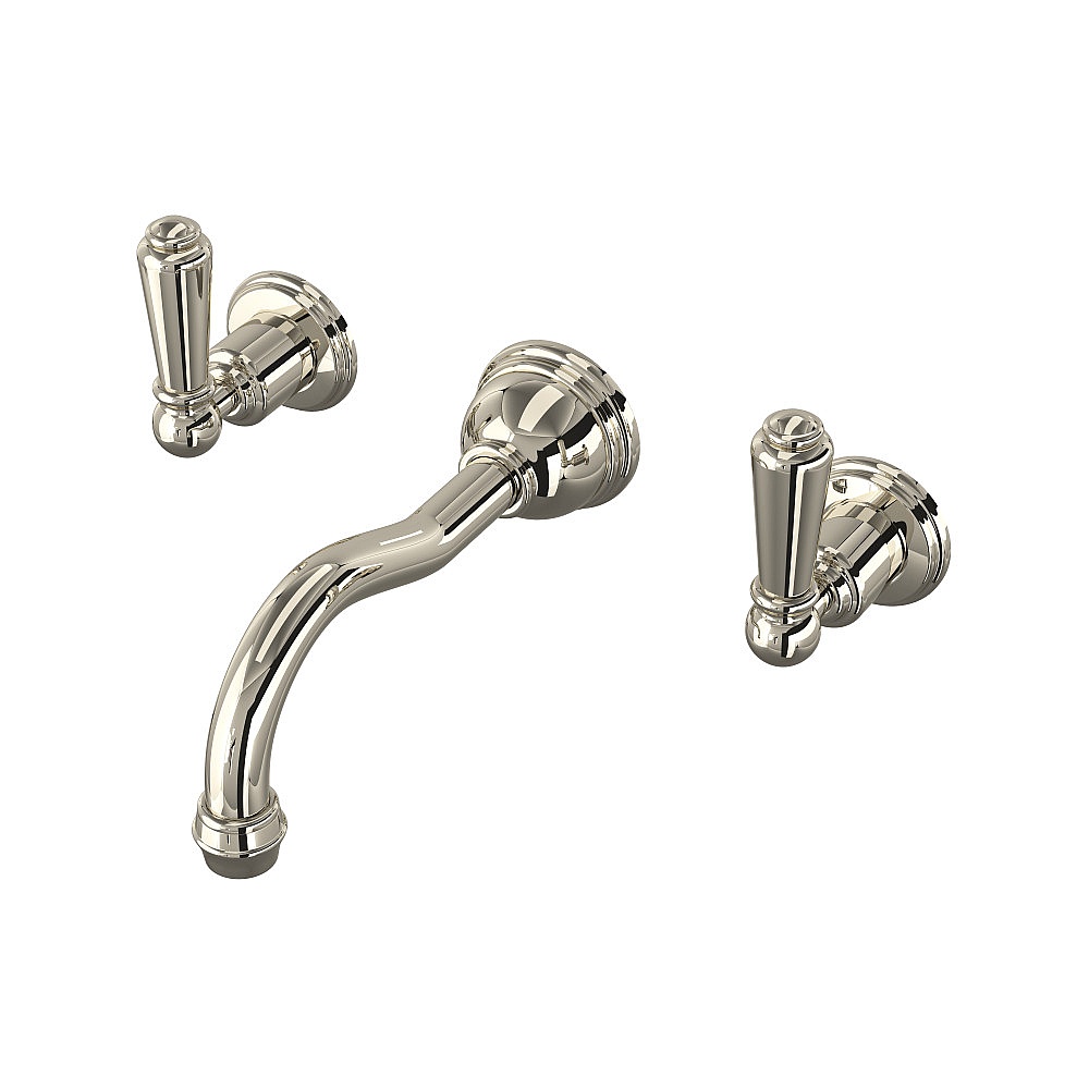 Perrin & Rowe U.3790L-PN/TO-2 Edwardian™ Wall Mount Lavatory Faucet Trim With Column Spout - Polished Nickel