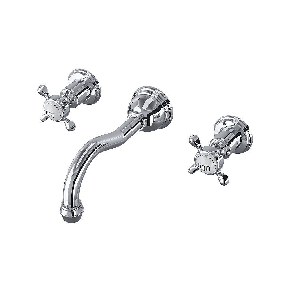 Perrin & Rowe U.3791X-APC/TO-2 Edwardian™ Wall Mount Lavatory Faucet Trim With Column Spout - Polished Chrome