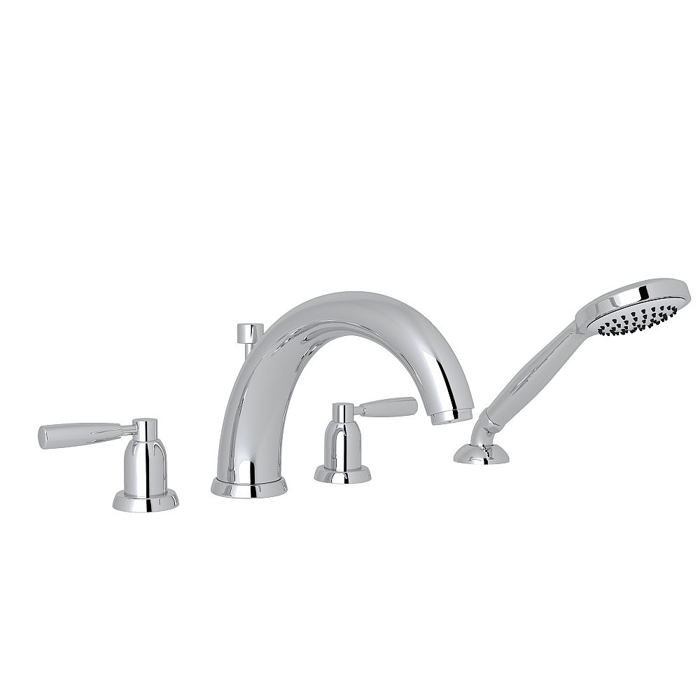 Perrin & Rowe U.3848LS-APC Holborn™ 4-Hole Deck Mount Tub Filler With U-Spout - Polished Chrome
