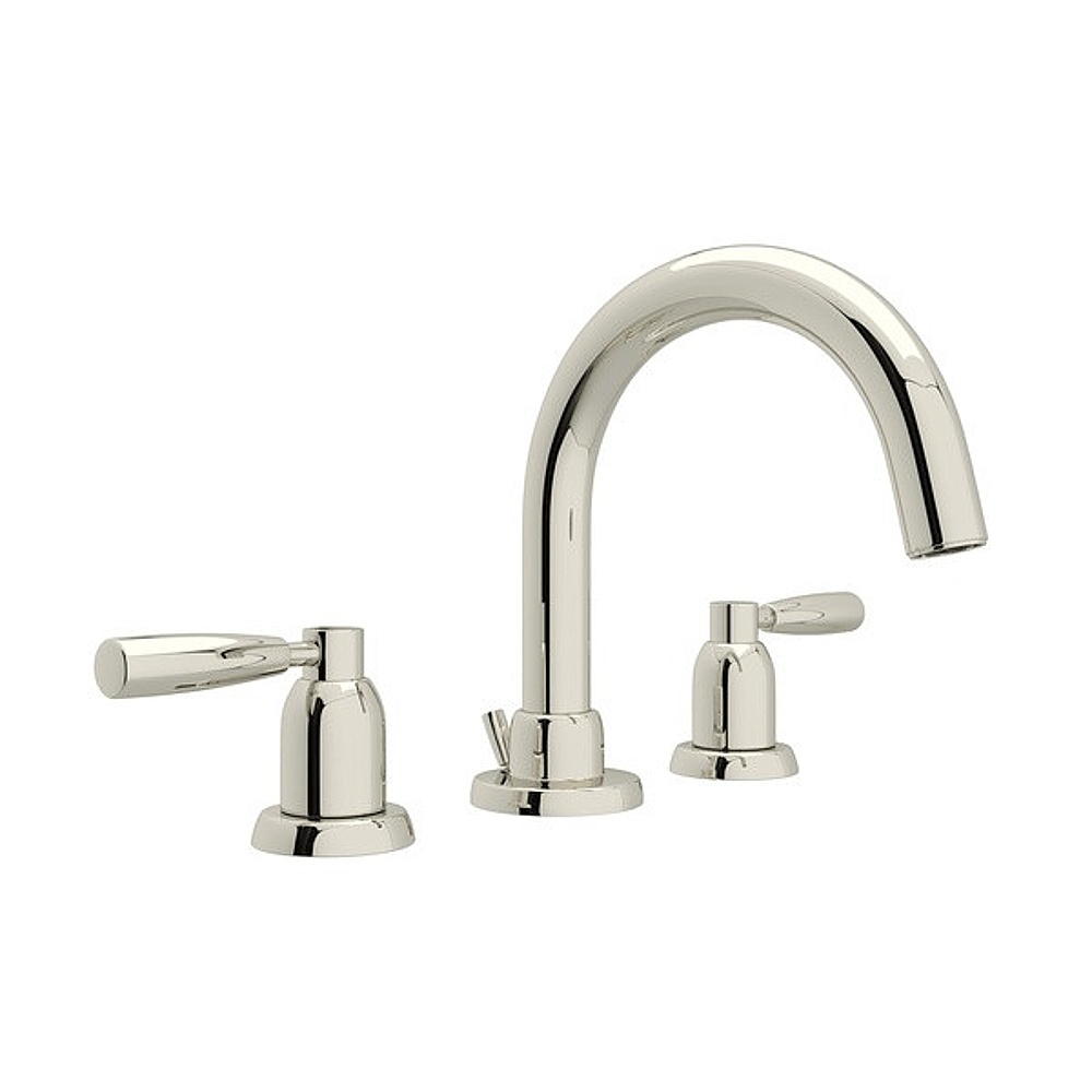 Perrin & Rowe U.3955LS-PN-2 Holborn™ Widespread Lavatory Faucet With C-Spout - Polished Nickel