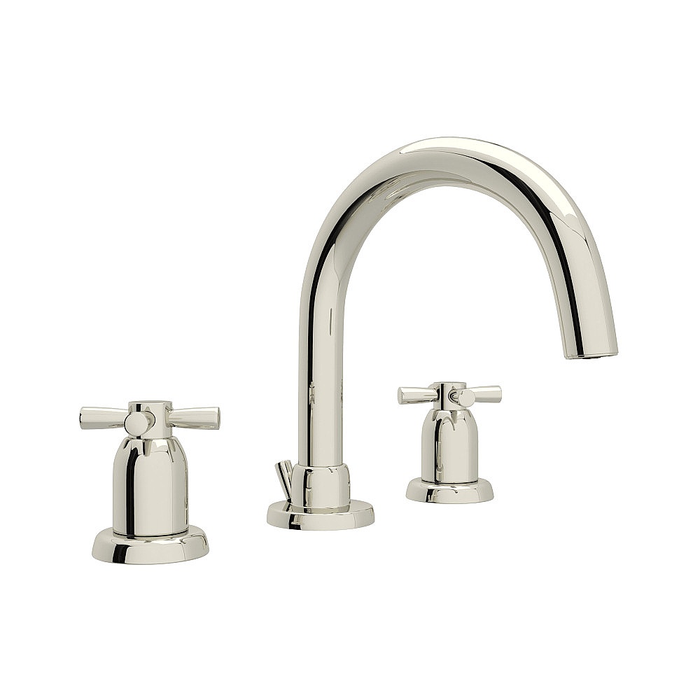 Perrin & Rowe U.3956X-PN-2 Holborn™ Widespread Lavatory Faucet With C-Spout - Polished Nickel