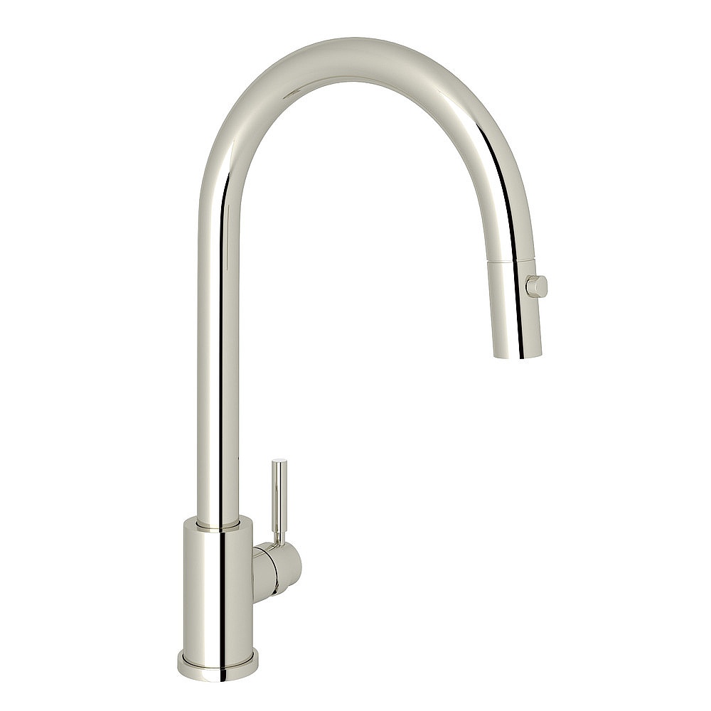 Perrin & Rowe U.4044PN-2 Holborn™ Pull-Down Kitchen Faucet With C-Spout - Polished Nickel