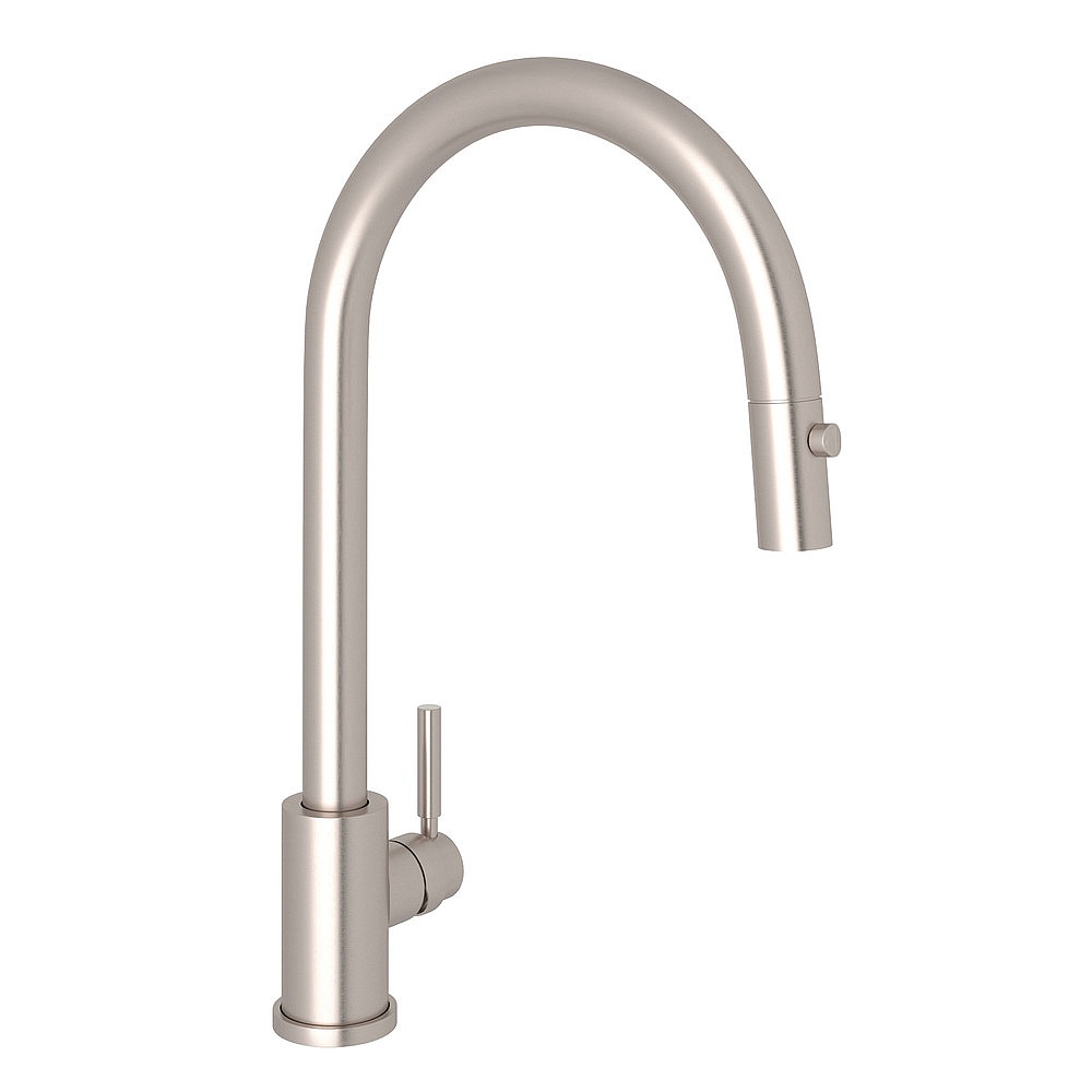 Perrin & Rowe U.4044STN-2 Holborn™ Pull-Down Kitchen Faucet With C-Spout - Satin Nickel