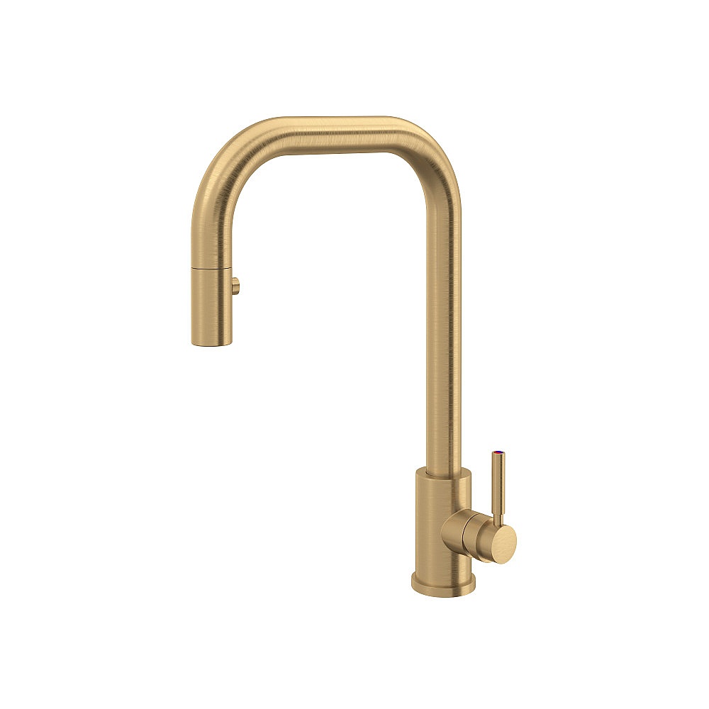 Perrin & Rowe U.4046L-SEG-2 Holborn™ Pull-Down Kitchen Faucet With U-Spout - Satin English Gold