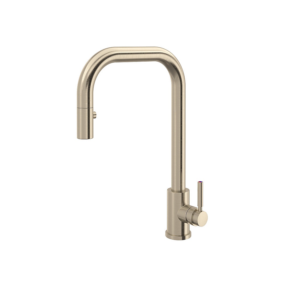 Perrin & Rowe U.4046L-STN-2 Holborn™ Pull-Down Kitchen Faucet With U-Spout - Satin Nickel