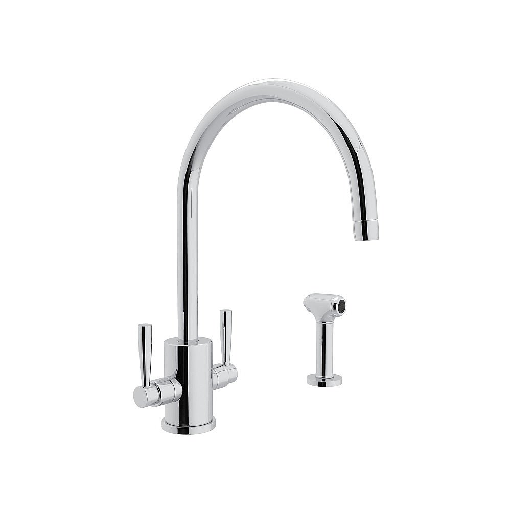 Perrin & Rowe U.4312LS-APC-2 Holborn™ Two Handle Kitchen Faucet With Side Spray - Polished Chrome