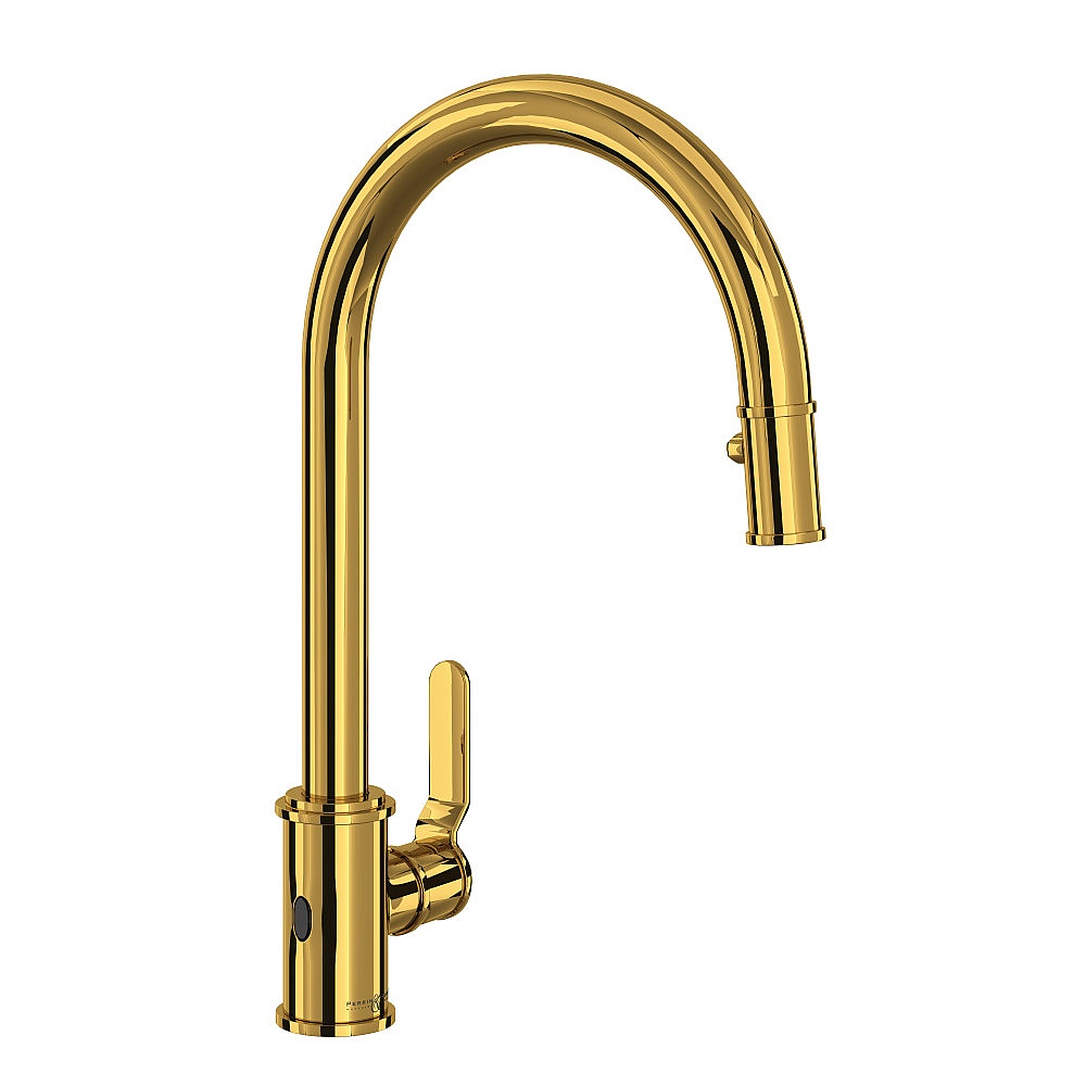 Perrin & Rowe U.4534HT-ULB-2 Armstrong™ Pull-Down Touchless Kitchen Faucet - Unlacquered Brass