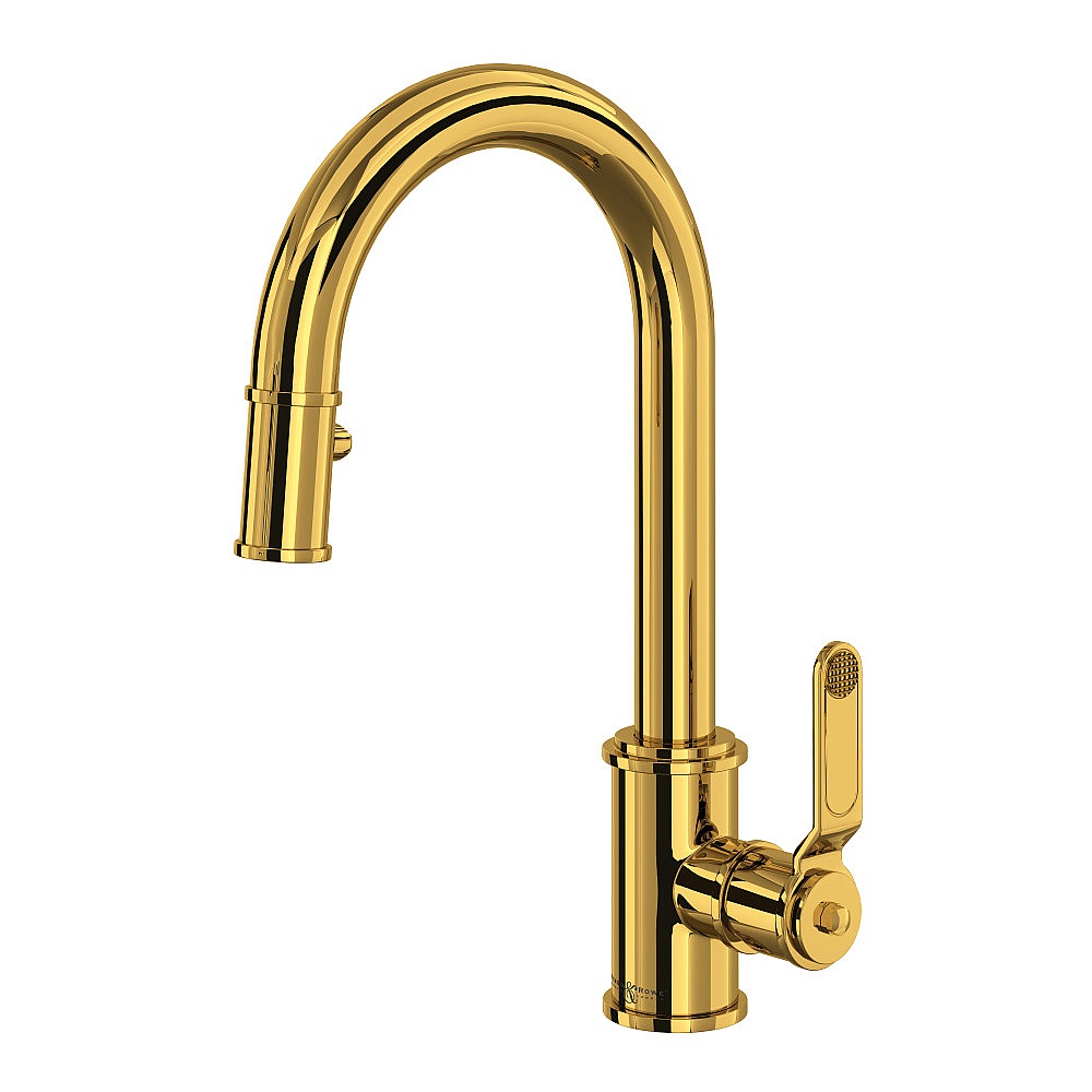 Perrin & Rowe U.4543HT-ULB-2 Armstrong™ Pull-Down Bar/Food Prep Kitchen Faucet - Unlacquered Brass