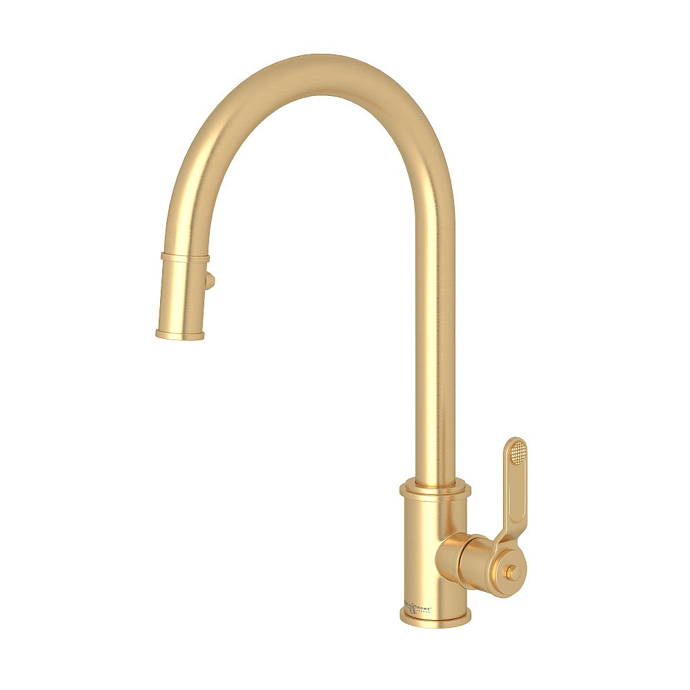 Perrin & Rowe U.4544HT-SEG-2 Armstrong™ Pull-Down Kitchen Faucet With C-Spout - Satin English Gold