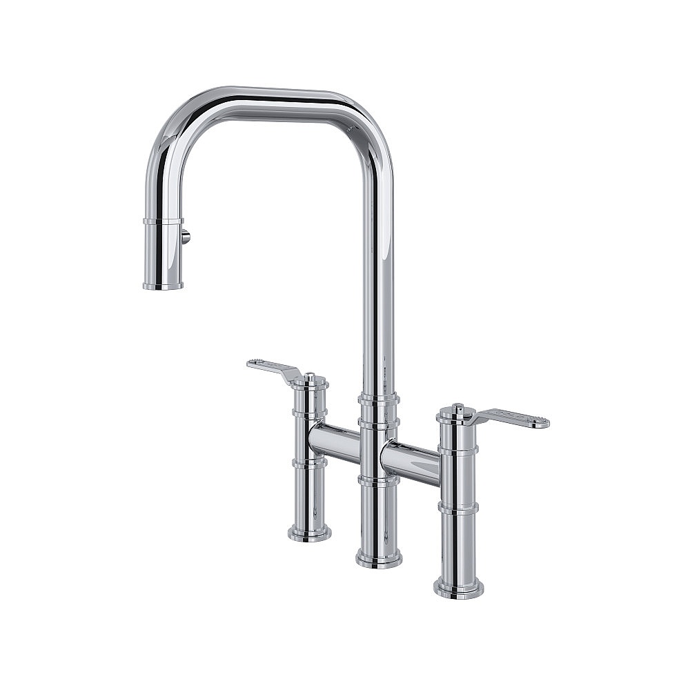 Perrin & Rowe U.4551HT-APC-2 Armstrong™ Pull-Down Bridge Kitchen Faucet With U-Spout - Polished Chrome