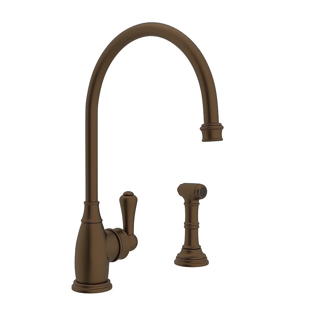 Perrin & Rowe U.4702EB-2 Georgian Era™ Kitchen Faucet With Side Spray - English Bronze