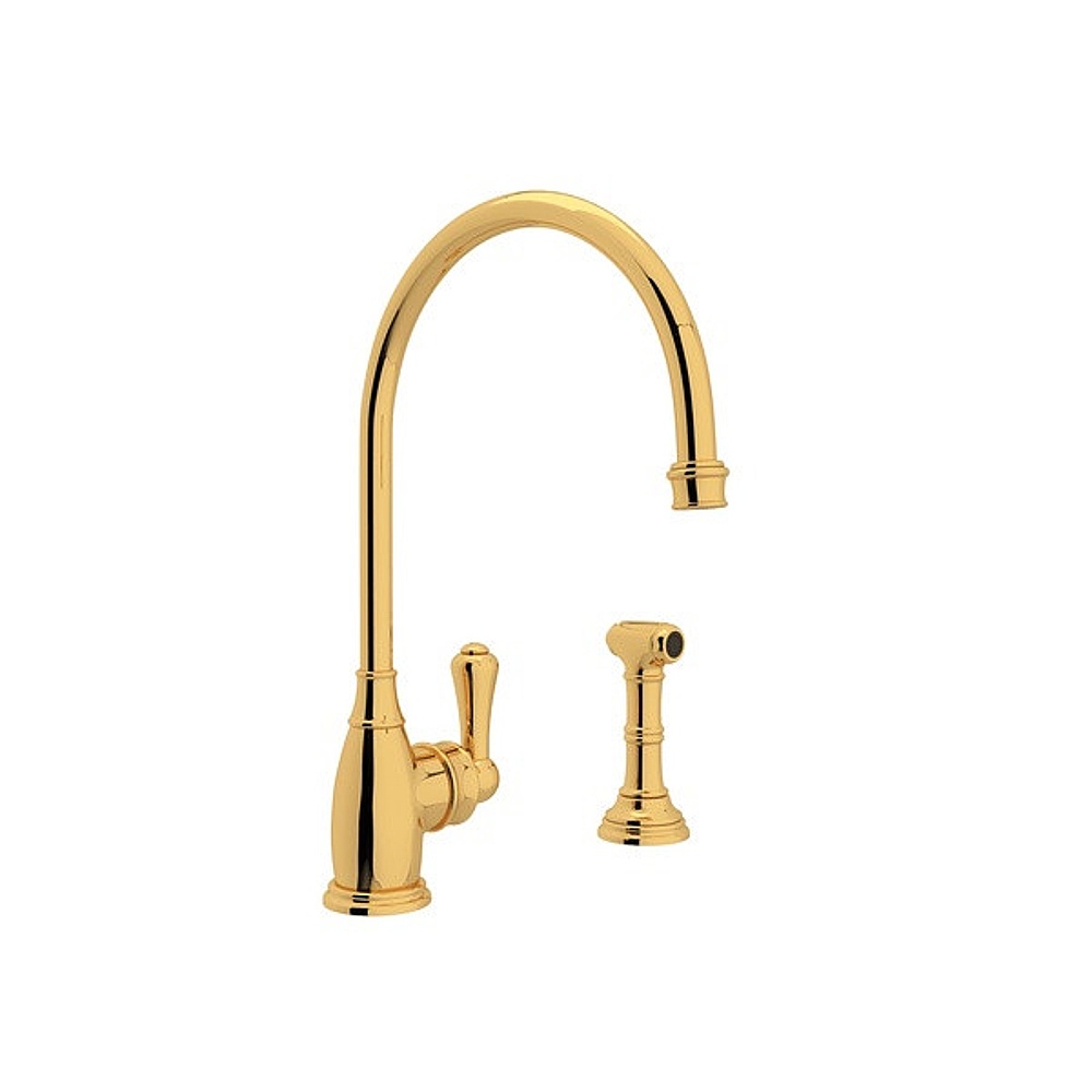 Perrin & Rowe U.4702EG-2 Georgian Era™ Kitchen Faucet With Side Spray - English Gold