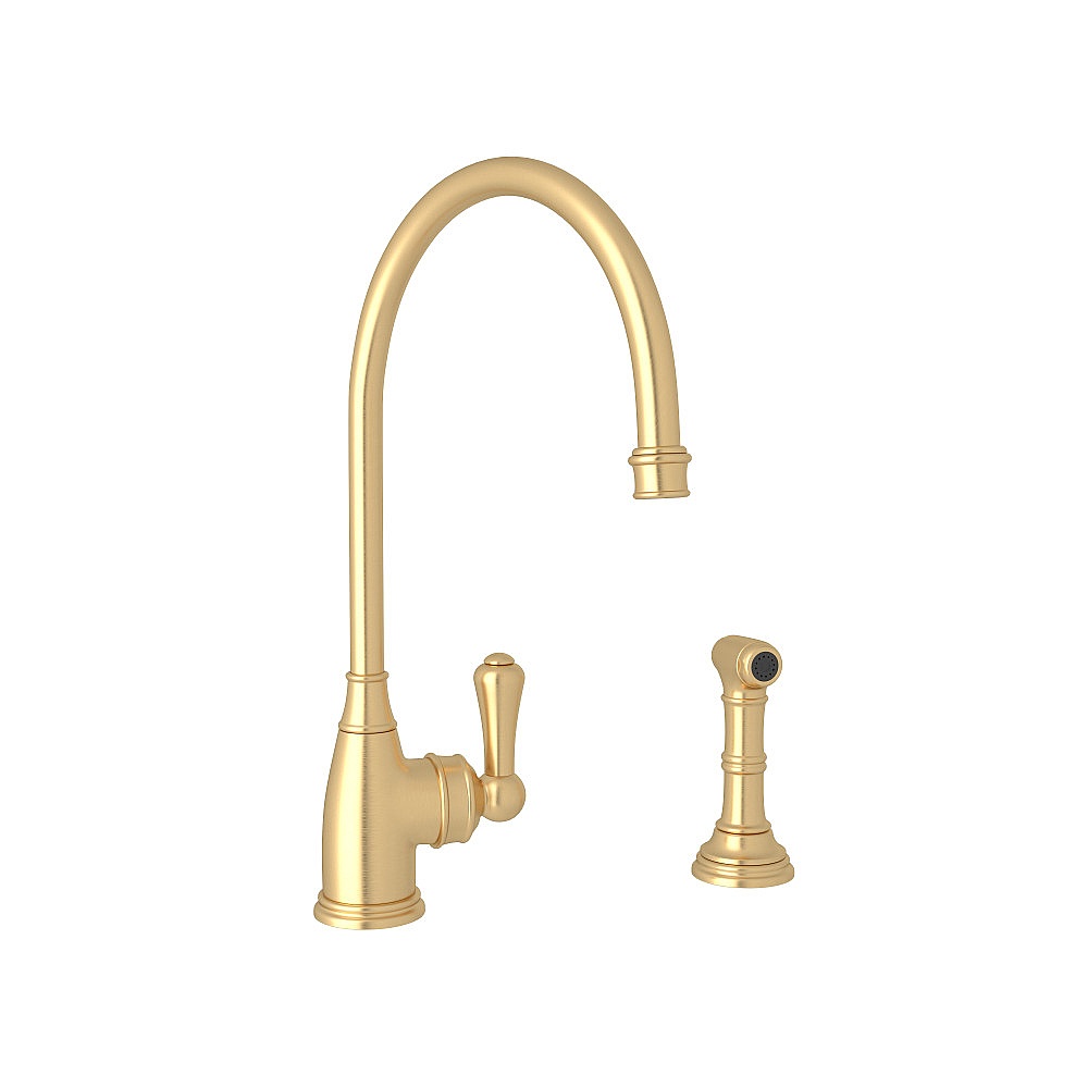 Perrin & Rowe U.4702SEG-2 Georgian Era™ Kitchen Faucet With Side Spray - Satin English Gold