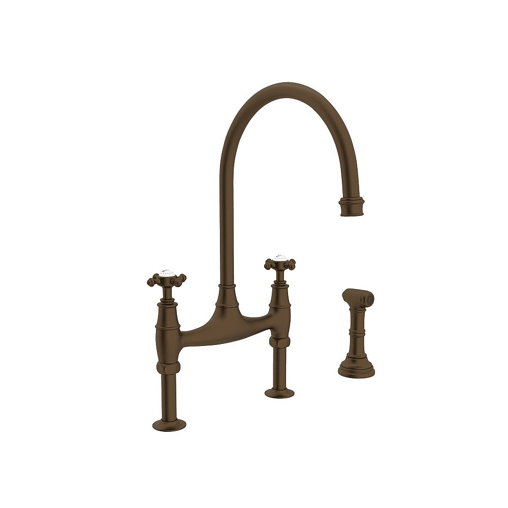 Perrin & Rowe U.4718X-EB-2 Georgian Era™ Bridge Kitchen Faucet With Side Spray - English Bronze