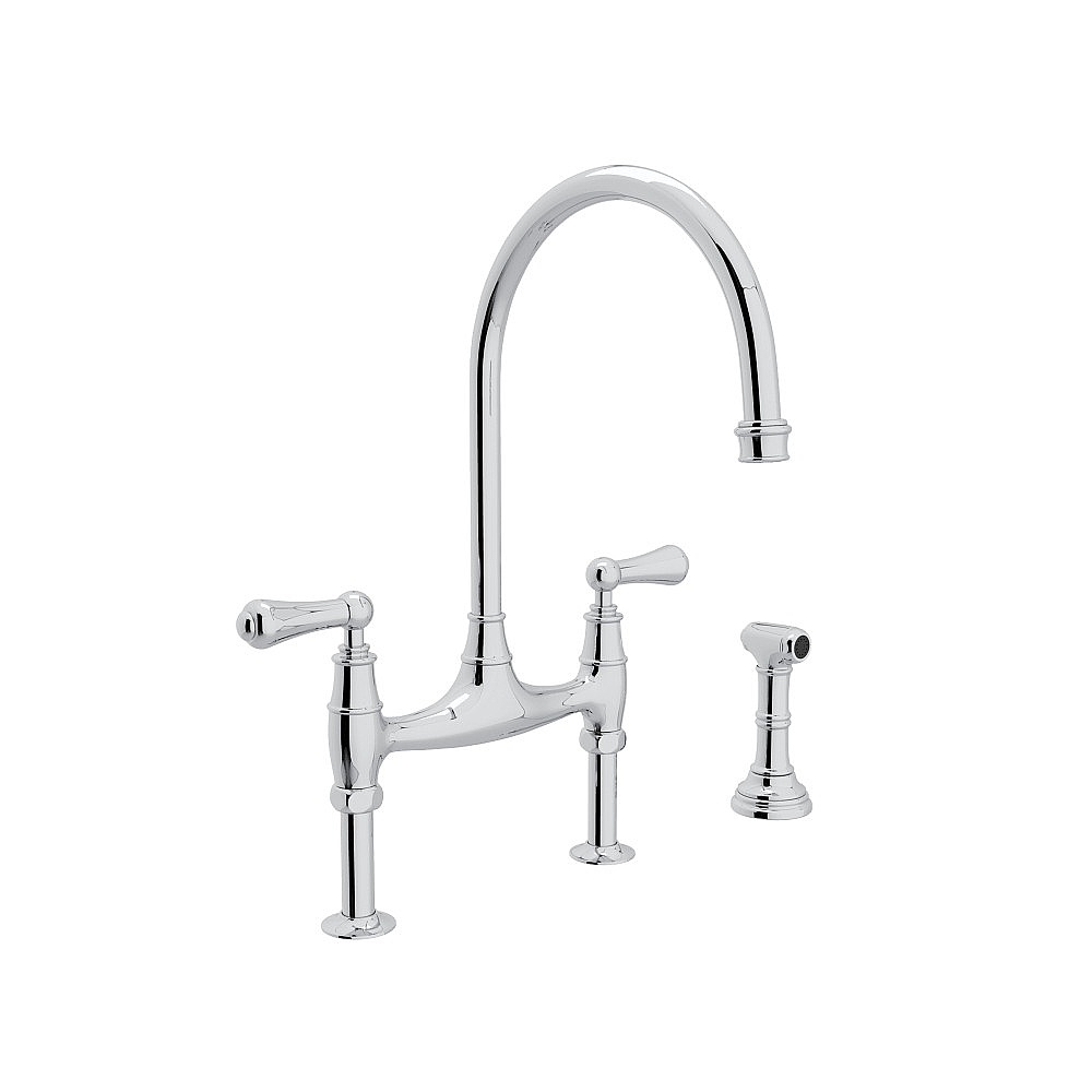 Perrin & Rowe U.4719L-APC-2 Georgian Era™ Bridge Kitchen Faucet With Side Spray - Polished Chrome
