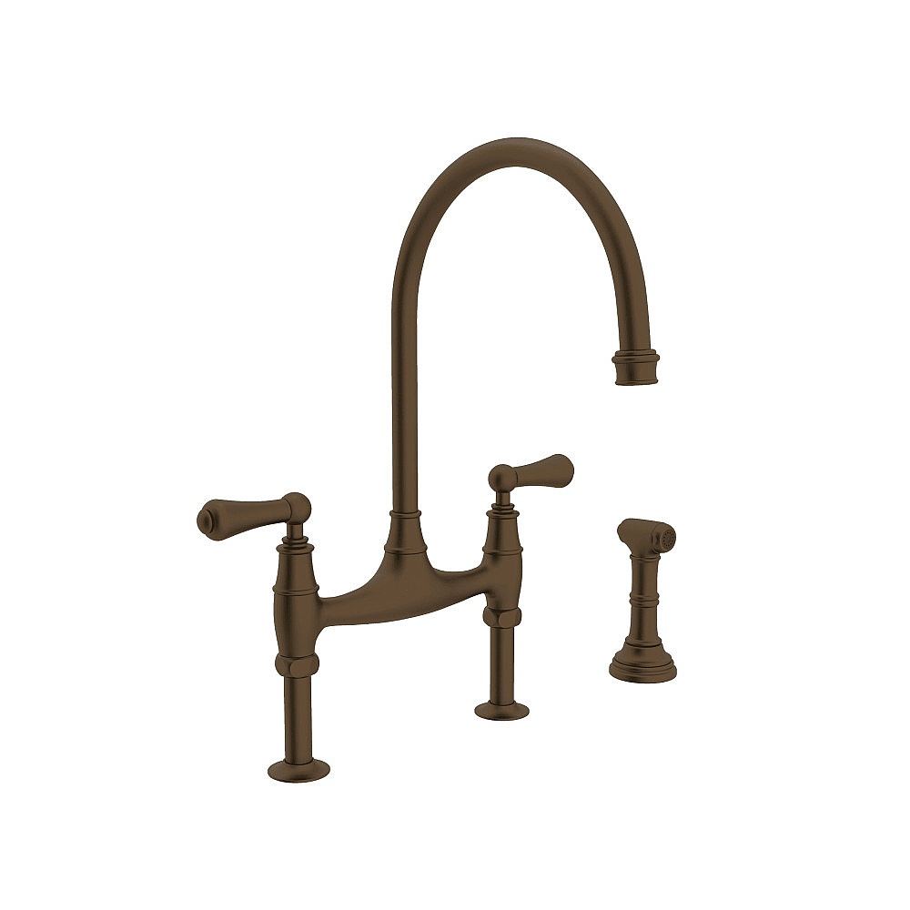 Perrin & Rowe U.4719L-EB-2 Georgian Era™ Bridge Kitchen Faucet With Side Spray - English Bronze