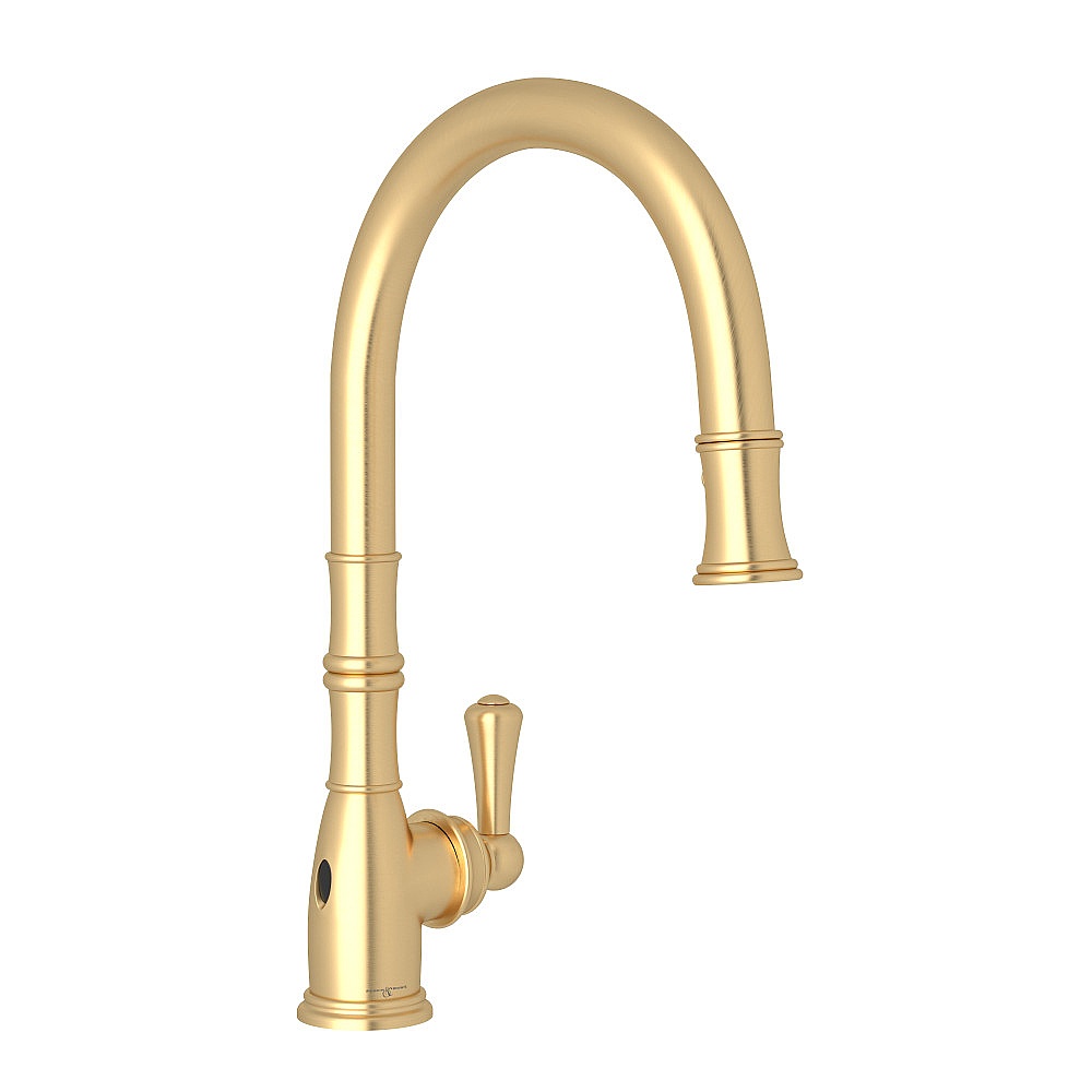 Perrin & Rowe U.4734SEG-2 Georgian Era™ Pull-Down Touchless Kitchen Faucet - Satin English Gold