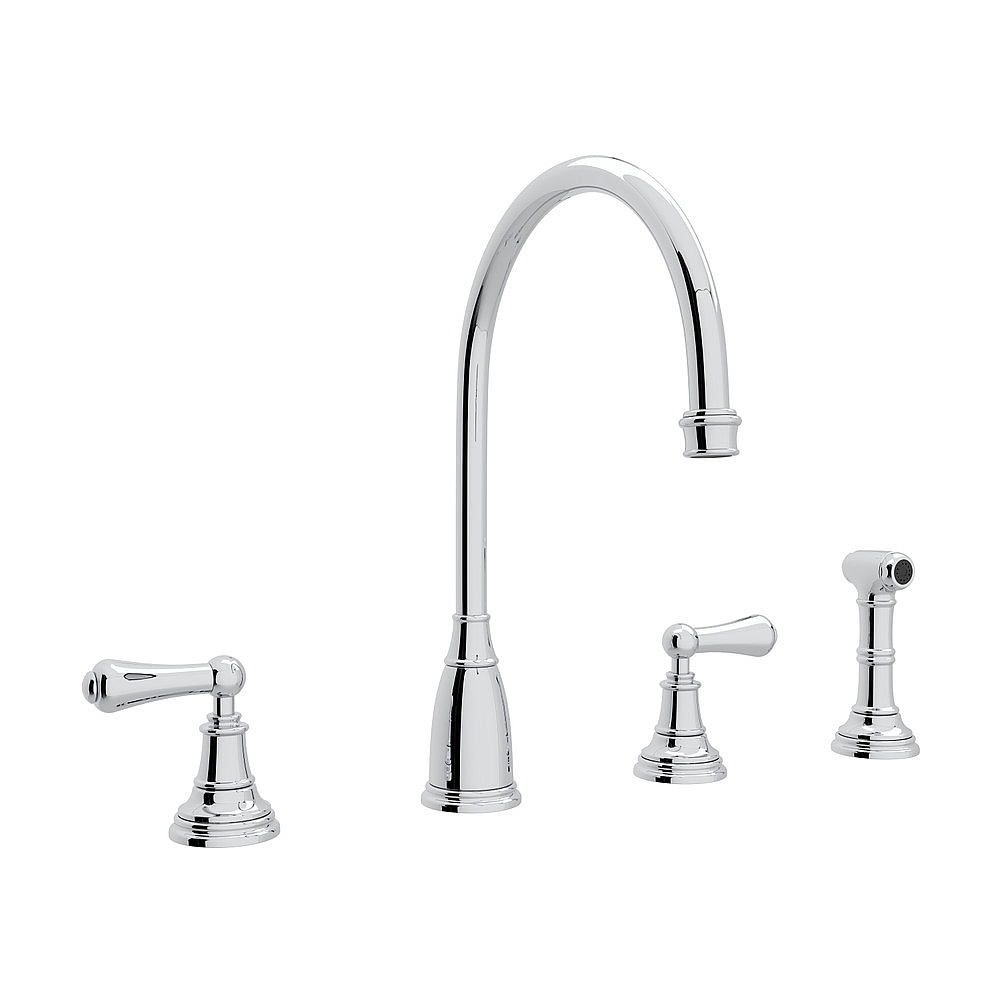 Perrin & Rowe U.4736L-APC-2 Georgian Era™ Two Handle Kitchen Faucet With Side Spray - Polished Chrome