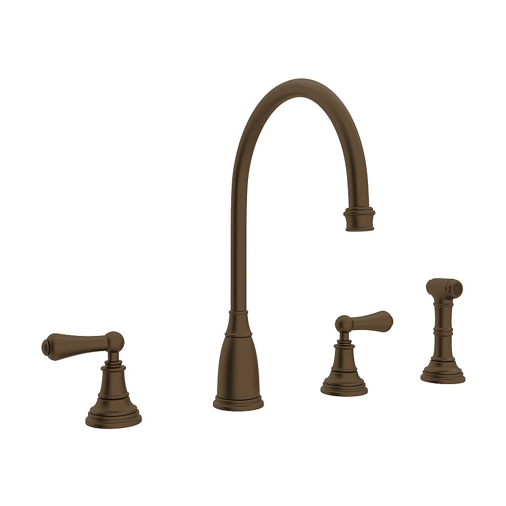 Perrin & Rowe U.4736L-EB-2 Georgian Era™ Two Handle Kitchen Faucet With Side Spray - English Bronze