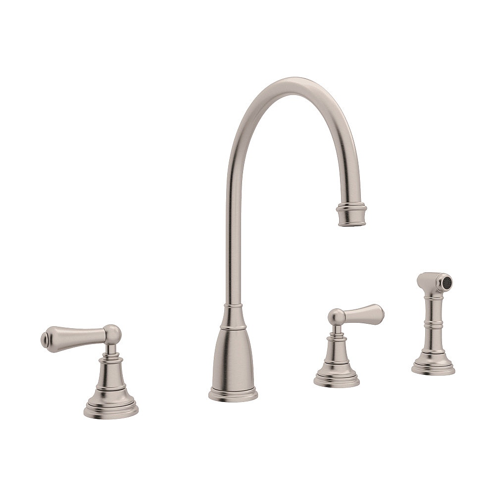 Perrin & Rowe U.4736L-STN-2 Georgian Era™ Two Handle Kitchen Faucet With Side Spray - Satin Nickel