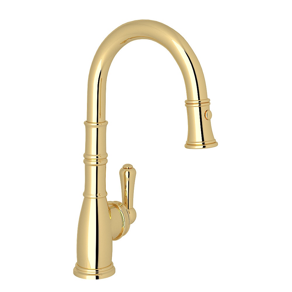 Perrin & Rowe U.4743ULB-2 Georgian Era™ Pull-Down Bar/Food Prep Kitchen Faucet - Unlacquered Brass