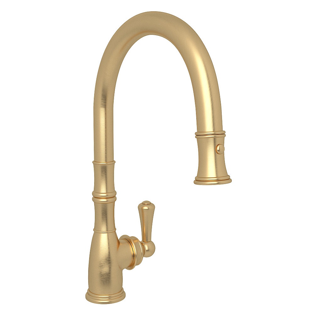 Perrin & Rowe U.4744SEG-2 Georgian Era™ Pull-Down Kitchen Faucet - Satin English Gold