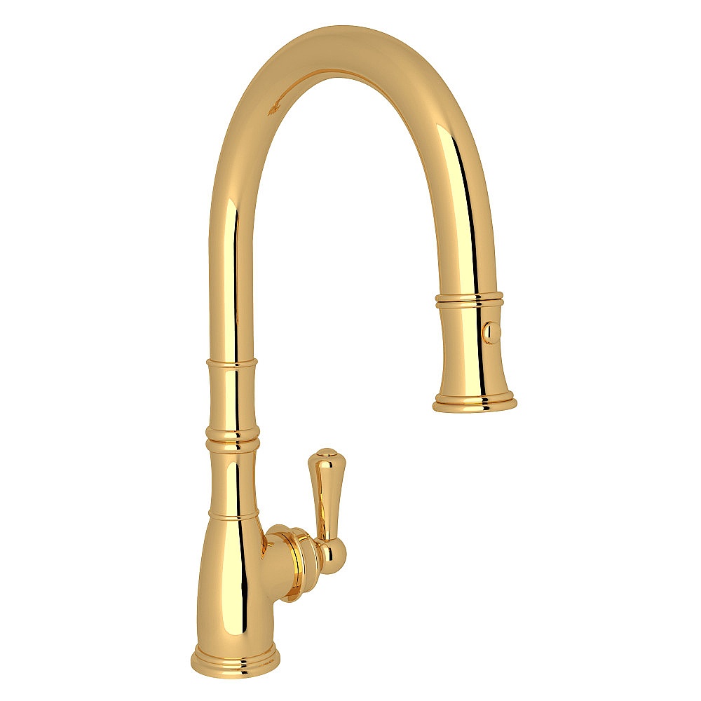 Perrin & Rowe U.4744ULB-2 Georgian Era™ Pull-Down Kitchen Faucet - Unlacquered Brass